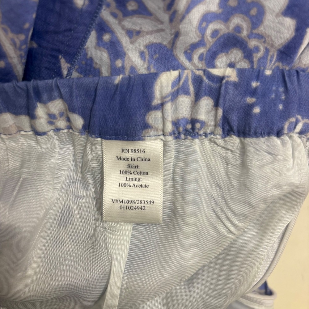 Coldwater Creek Blue Cotton Paisley Midi Skirt L Cottagecore Boho Coastal Resort - Picture 6 of 8